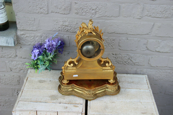 Antique french sevres porcelain plaques bronze mantel clock on wood base