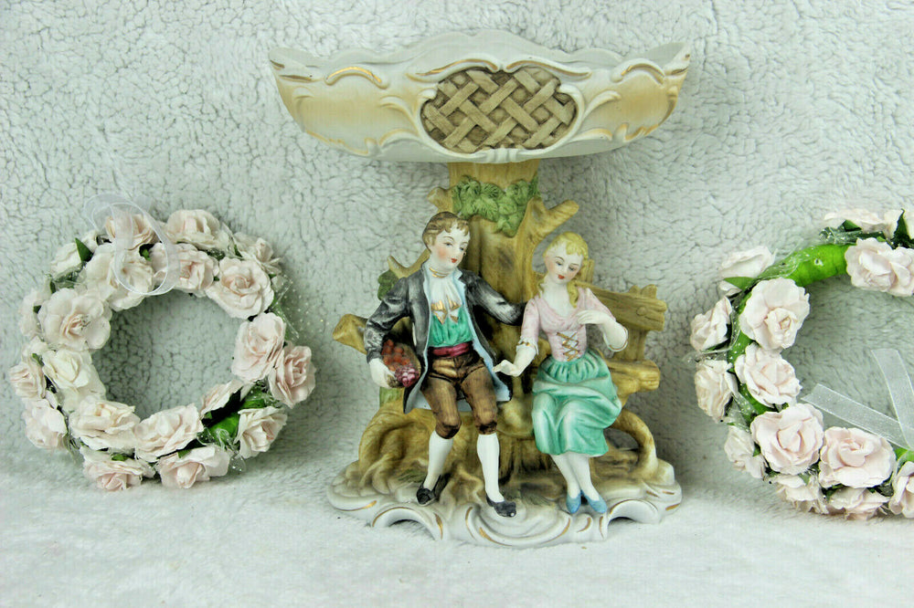 Capodimonte porcelain centerpiece bowl coupe boy girl group
