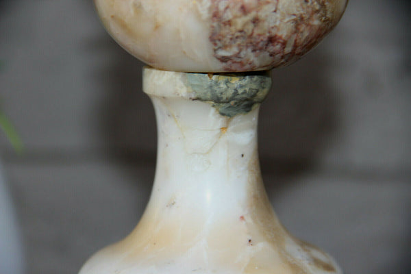 PAIR top antique French marble Urns Vases bronze Caryatid heads