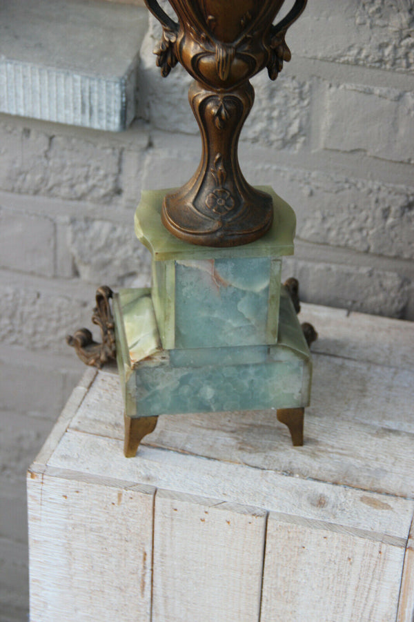 Majestical Onyx marble spelter bronze antique French candlelabras candle holder