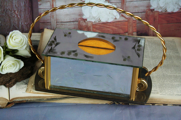 French ART DECO cookie jar biscuit box 1950 Venetian murano glass etched