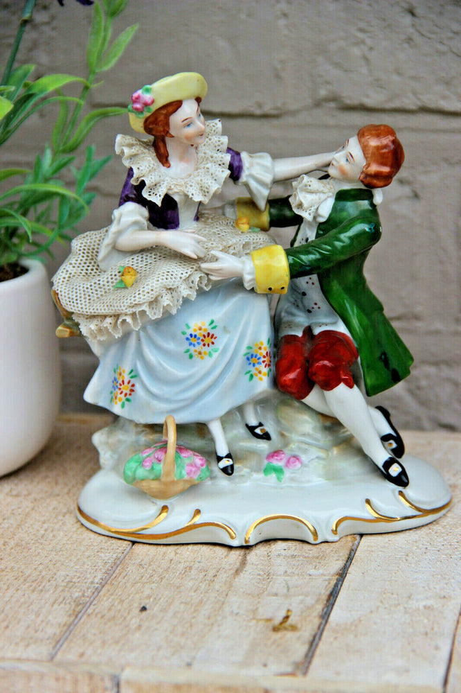 German porcelain lace group figurine romantic marked carl scheidig grafenthal