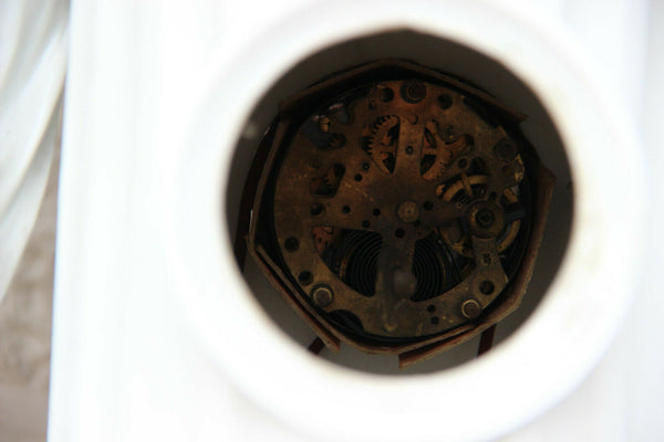 Huge Antique german Bisque porcelain group nymph Clock vase