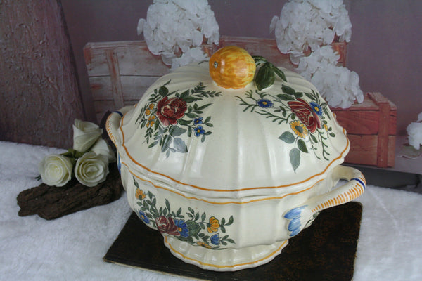 French Porcelain Bowl center piece table floral apple marked JVD