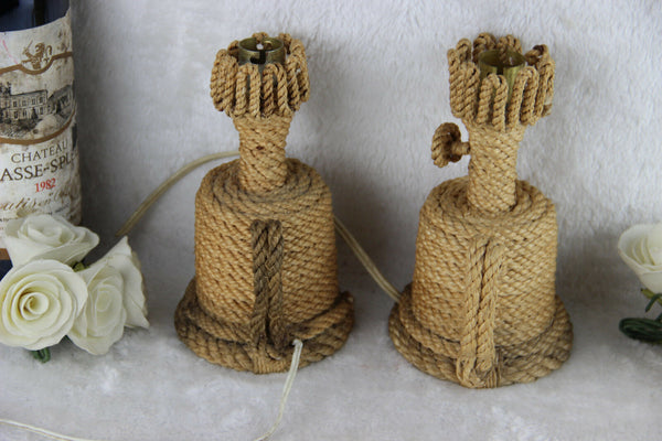 PAIR mid century 60's ROPE TABLE desk LAMP audoux minet design