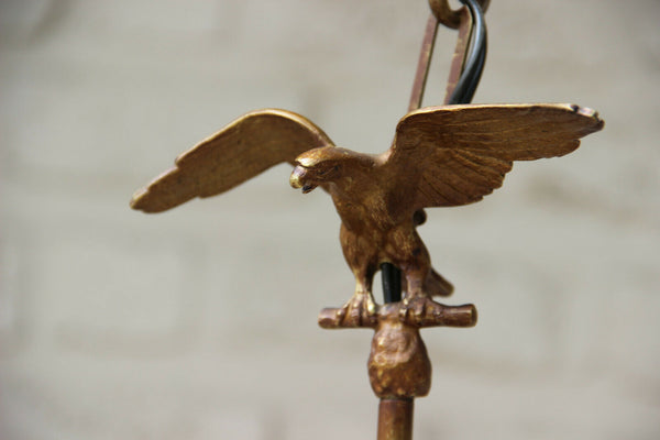 French Brass metal Eagle louis XVI Hall Lantern chandelier pendant crystal glass