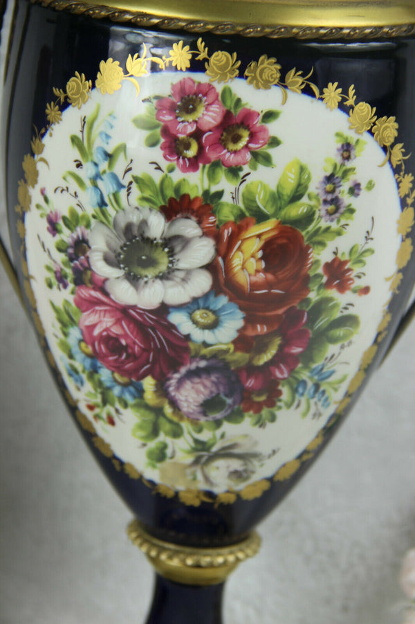 French cobalt blue Vase in sevres porcelain 1960