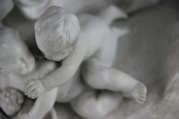 XXL French SEVRES marked Bisque porcelain Bacchus group putti after taraval 19th