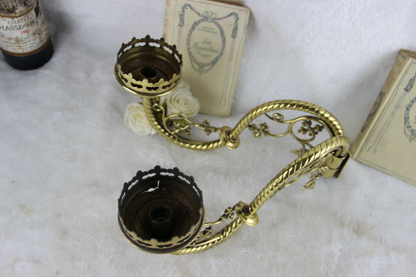 NEO gothic Metal gold gilt Church religious wall candle holder