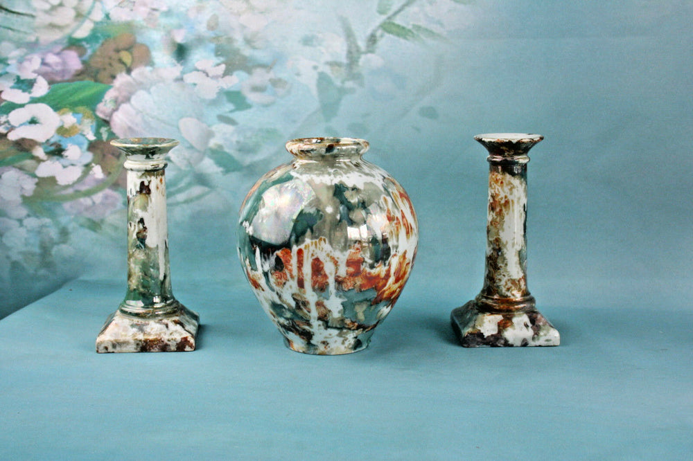 LIMOGES france porcelain Garniture set vases Candlesticks