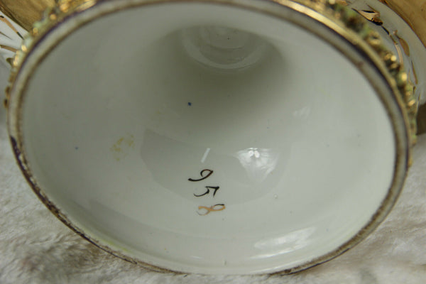 Vintage italian porcelain Centerpiece bowl with encrusted flowers and birds