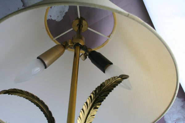 French Vintage 1960 Brass leaves table lamp mid-century vintage