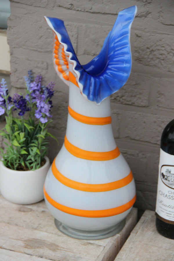 Retro Hand blown Art Glass Murano Vase 1970 Swirl rare shape