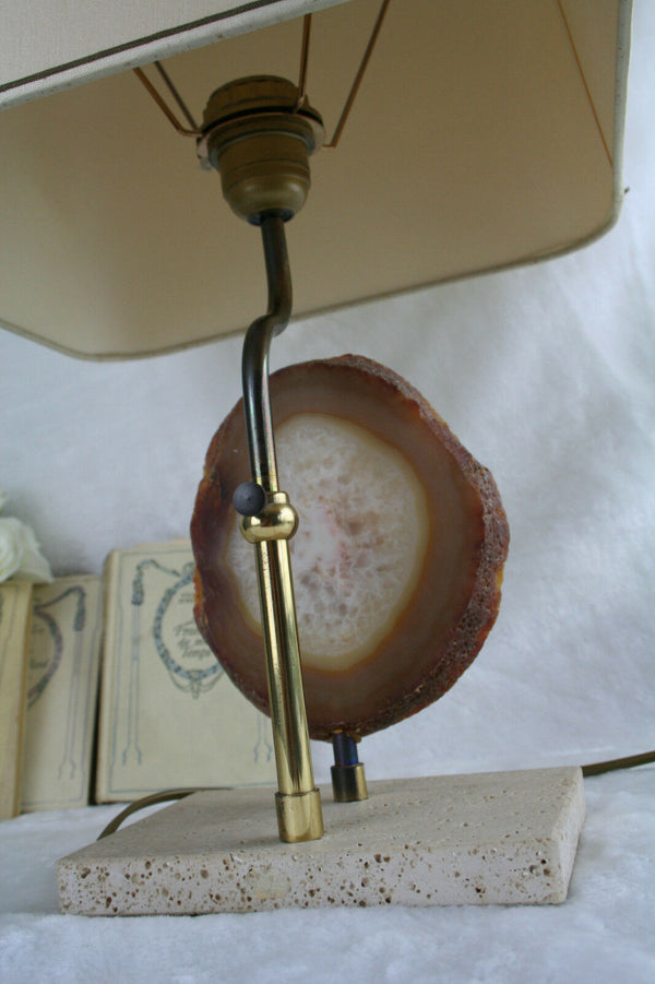 Modernist AGATE travertine Table lamp attr. Willy Daro mid-century 1970