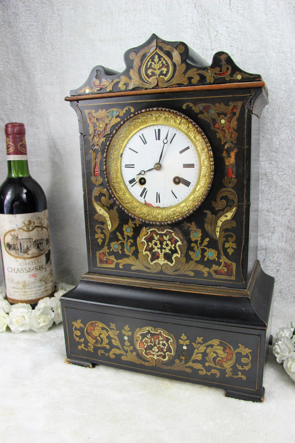 Antique French NAPOLEON III mantel clock inlaid 1880