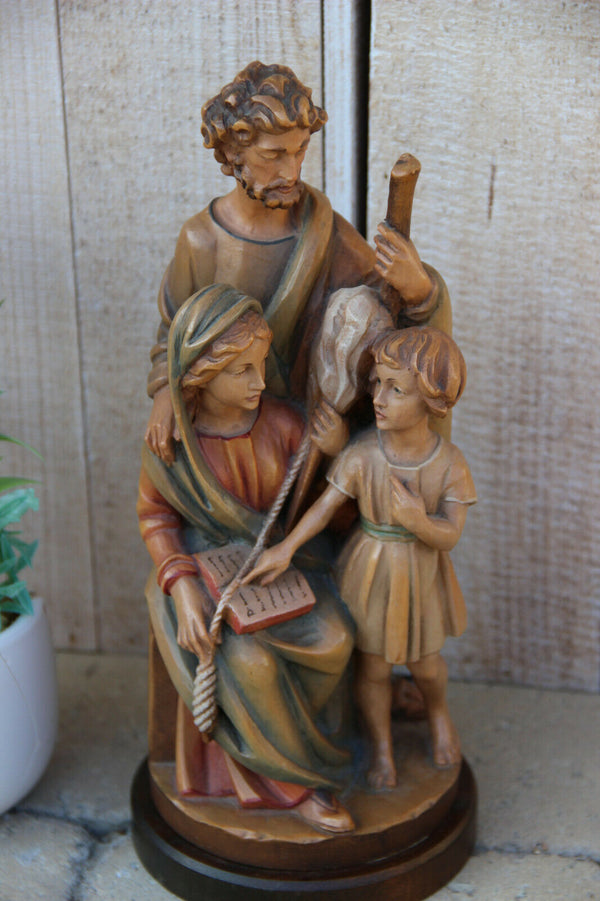 Italian wood carved polychrome paint holy family group statue mary joseph jesus