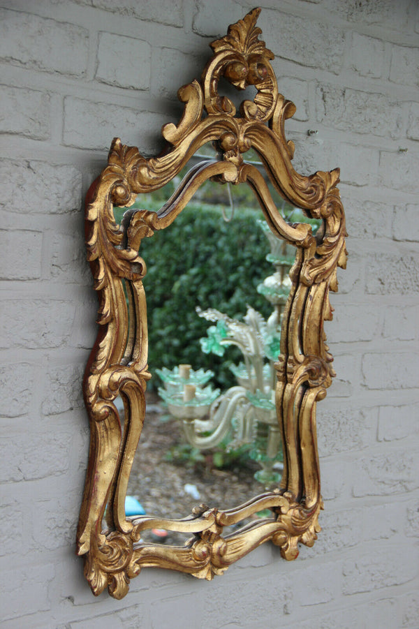 Hollywood Regency Italian mid century Wood carved gold gilt mirror Louis XVI 60s