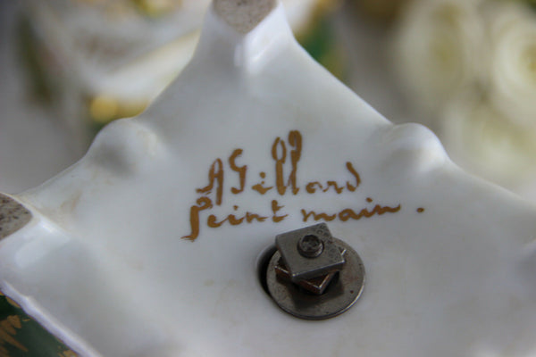 PAIR old gorgeous vieux paris porcelain Vases floral decor marked 1950's