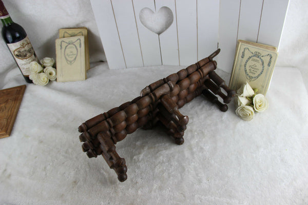 Vintage French Barley twist wood carved coat rack 1970 pliable system