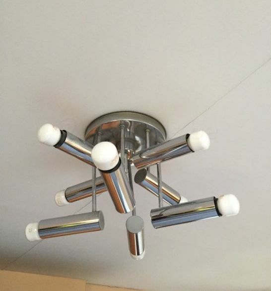 Mid century Retro Sciolari design sun burst chrome chandelier space age 70's