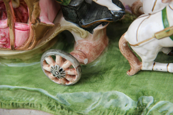 Vintage French porcelain Statue Coach carriage princess horses 1960