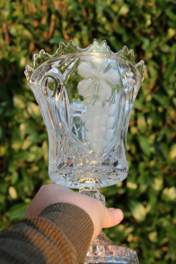 LARGE French antique crystal glass cut Drageoir Sugar bowl lidded