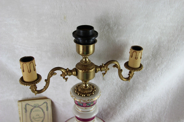 1970 French porcelain Floral Table lamp marked