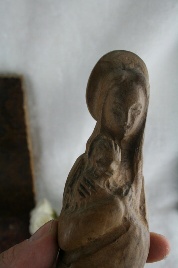 Art deco 1930 French wood madonna figurine
