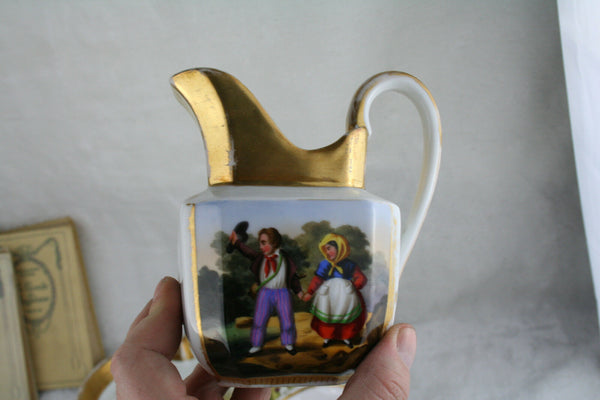 1880 Antique French paris porcelain tea coffee set hand paint
