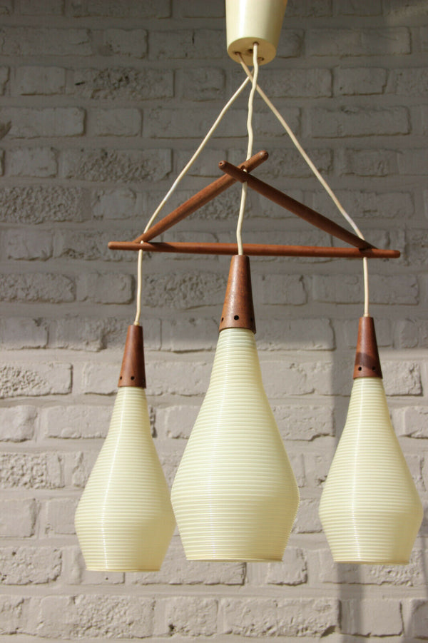 Vintage Mid-Century Teak Chandelier Lamp  Rotaflex Heifetz 1960