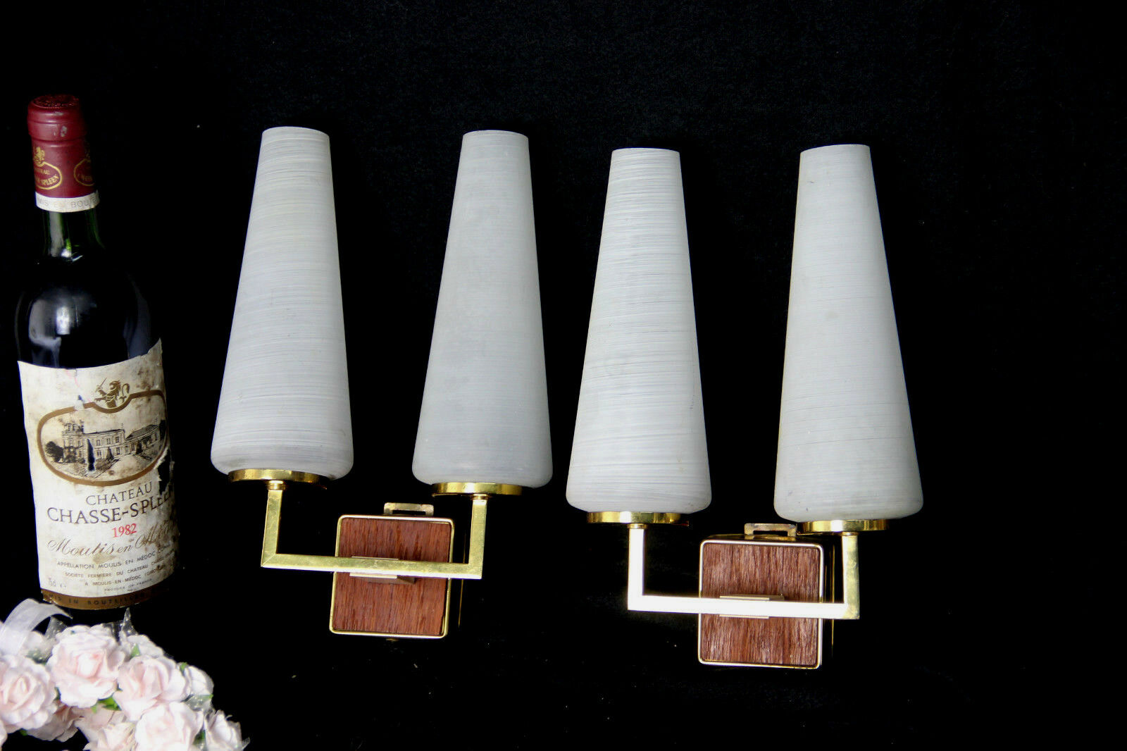 Vintage 1970 teak metal retro wall lights sconces scandinavian