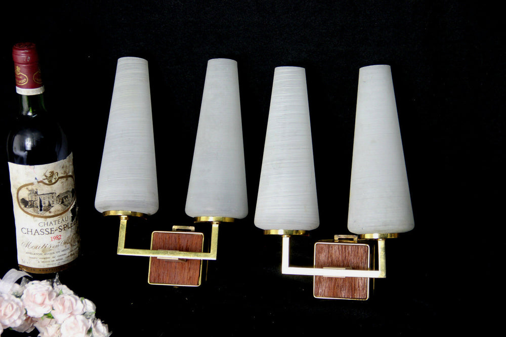 Vintage 1970 teak metal retro wall lights sconces scandinavian