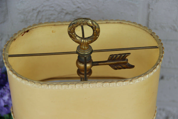 Antique French Bouillotte Empire bronze sphinx Caryatid table lamp