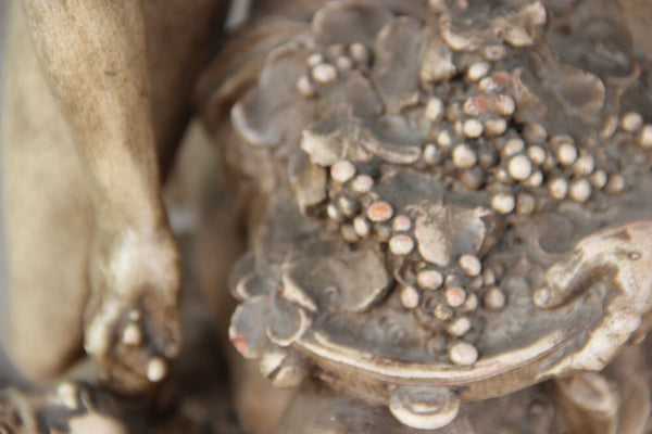 huge antique terracotta Faun Bacchus nymph Statue group after CLODION marked