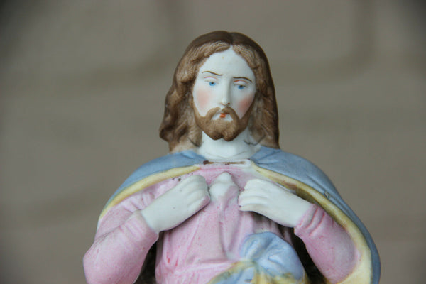 Antique French porcelain Vieux andenne Saint joseph figurine statue religious