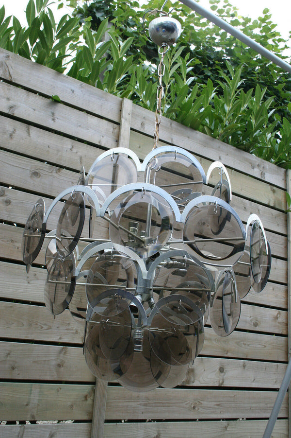 XXL 41 discs mid century 60's VISTOSI / panton era Chandelier pendant lamp