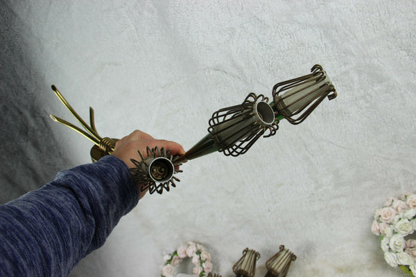 PAIR Maison LUNEL  wall lights sconces brass 1950 fifties mid century