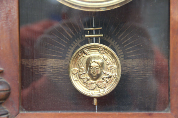 Antique Wood carved junghans clock caryatid figurines ornaments