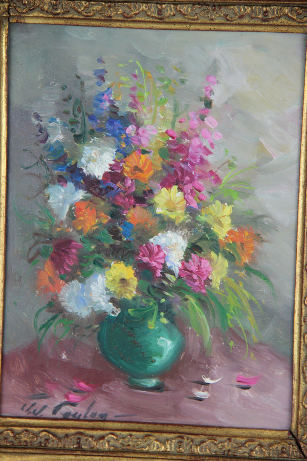 Belgian Artist J J foulon painting oil cardboard Still life framed