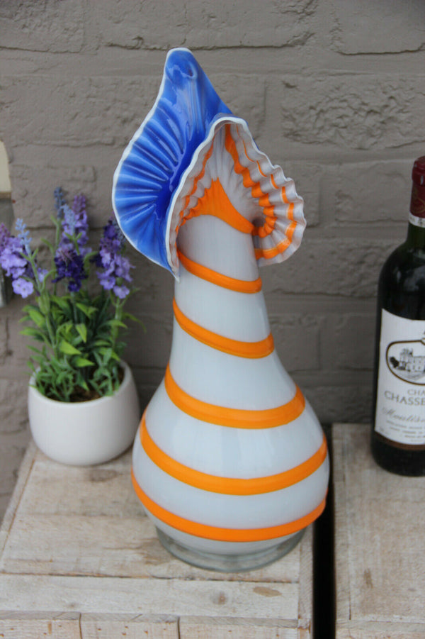 Retro Hand blown Art Glass Murano Vase 1970 Swirl rare shape
