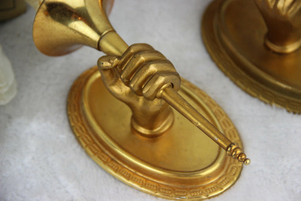 PAIR mid century Wall lights sconces brass hands attr. maison Jansen Paris