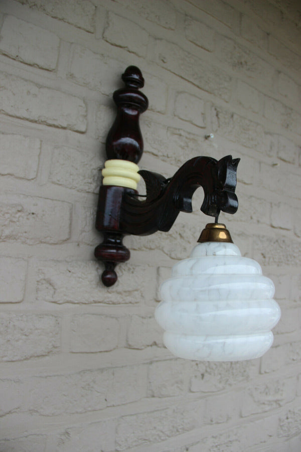 PAIR art deco neo gothic chimaera dragon castle wood sconces wall lights