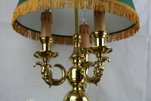 Exclusive gogeous BOUILLOTTE EMPIRE faun /devil /satyr heads brass lamp France