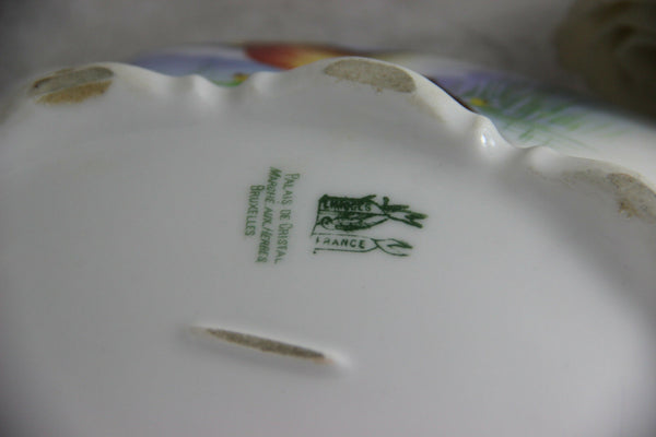 French limoges marked porcelain bird pheasant tableware salad bowl signed