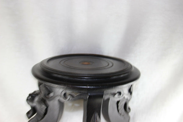 French Pedestal plant stand wood carved black gothic chimaera dragons tripod