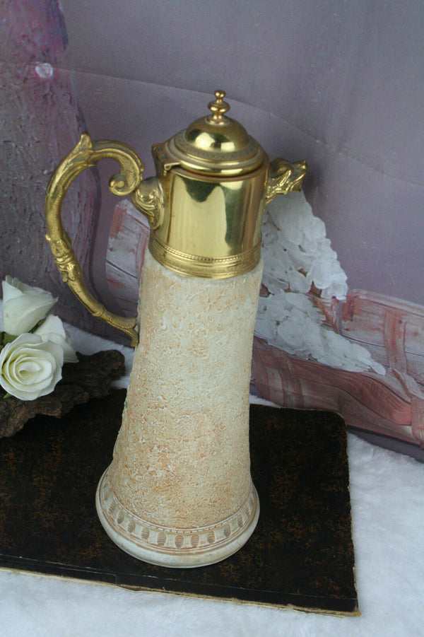 Vintage french Majolica faience Pitcher Tableware putti cherub dragon gothic