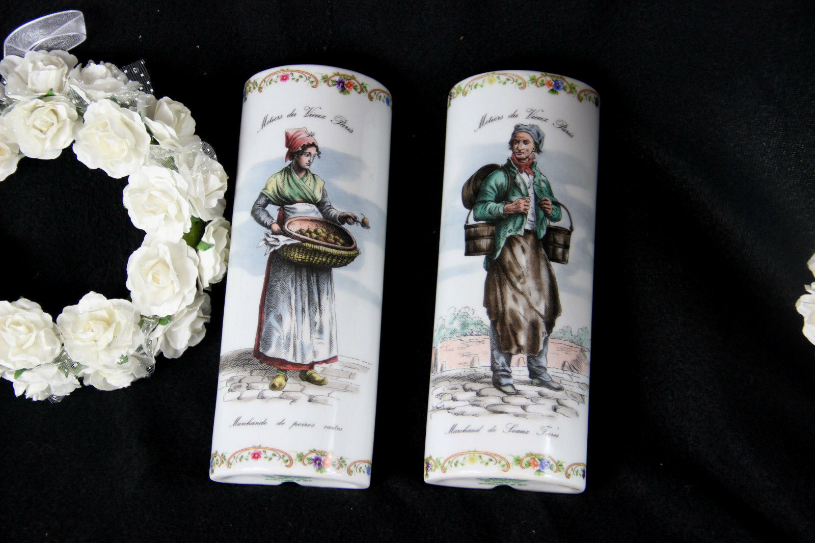 Pair porcelain radiator hanging humidifier vieux paris metiers marked rare