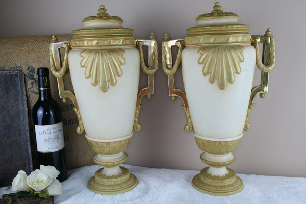 PAIR LArge Royal dux Bohemia marked pottery Vases art nouveau