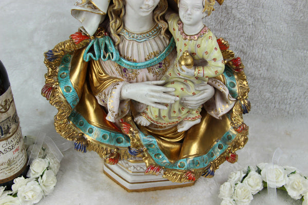 Italian Pattarino school terracotta polychrome large madonna statue religious