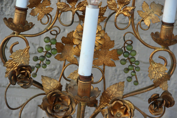 Rare XXL Antique church Altar candelabra Lamp Dragon figurines glass grapes